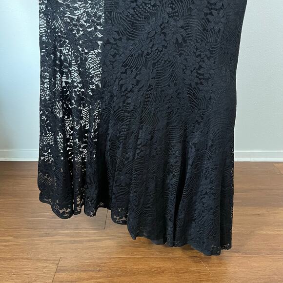 Vintage 1930s Black Lace Evening Gown FOGA Fashion Originators Guild //‎ Size XS - Picture 4 of 10